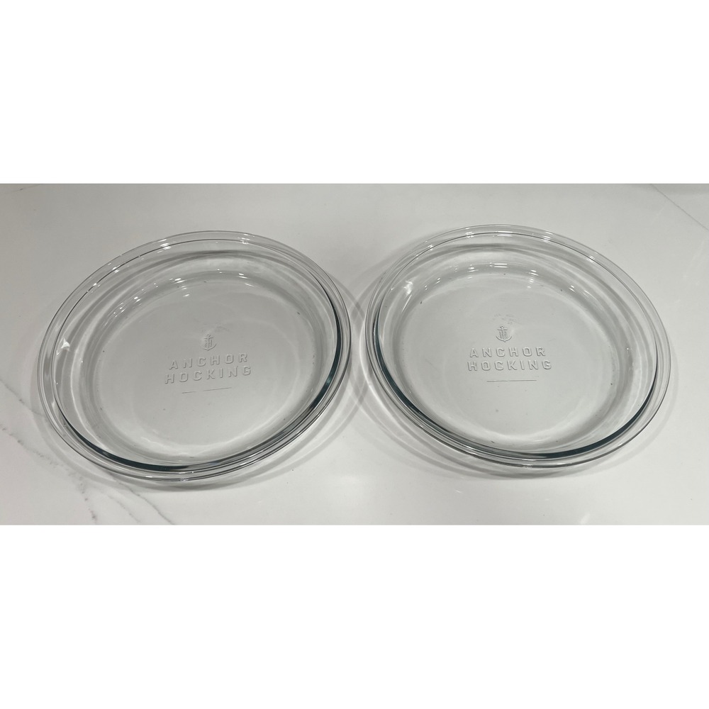 Anchor Hocking Clear Glass Pie Plates 9.5 Inch Round Baking Dishes Set of 2
